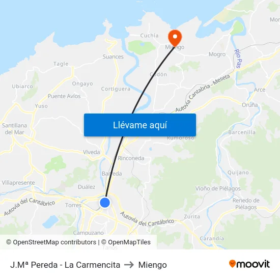 J.Mª Pereda - La Carmencita to Miengo map