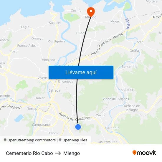 Cementerio Rio Cabo to Miengo map