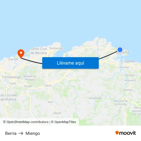 Berria to Miengo map