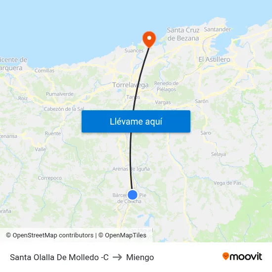 Santa Olalla De Molledo -C to Miengo map