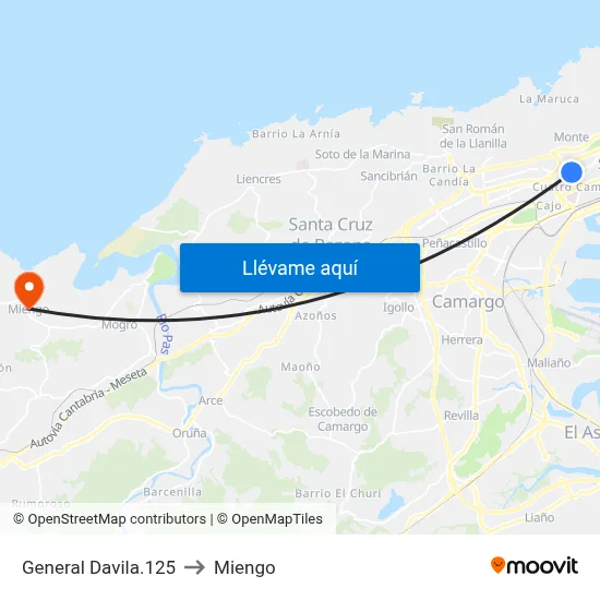 General Davila.125 to Miengo map