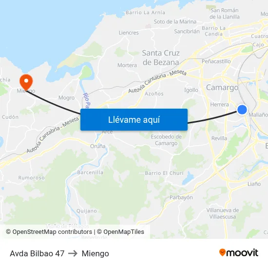 Avda Bilbao 47 to Miengo map