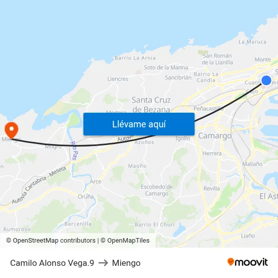 Camilo Alonso Vega.9 to Miengo map