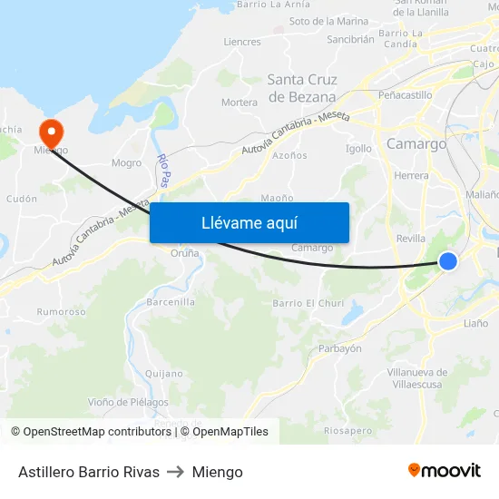 Astillero Barrio Rivas to Miengo map