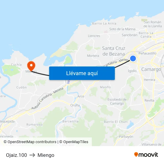 Ojaiz.100 to Miengo map