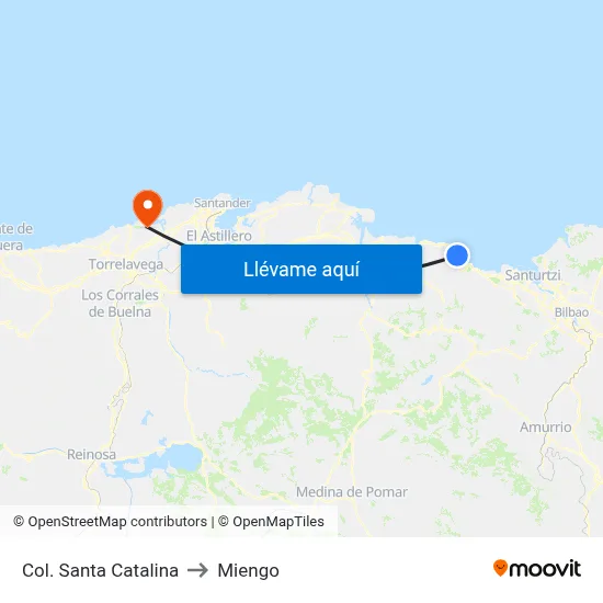 Col. Santa Catalina to Miengo map