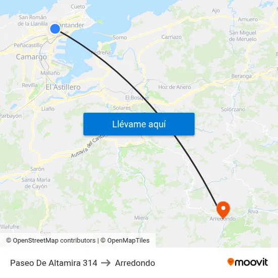 Paseo De Altamira 314 to Arredondo map