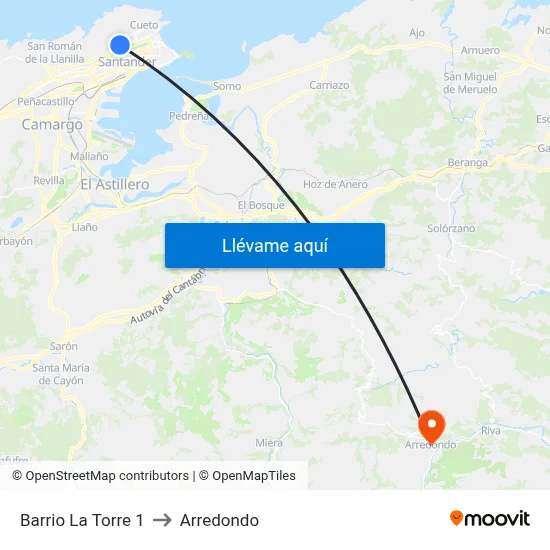 Barrio La Torre 1 to Arredondo map