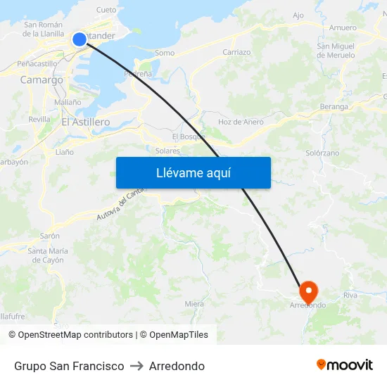 Grupo San Francisco to Arredondo map