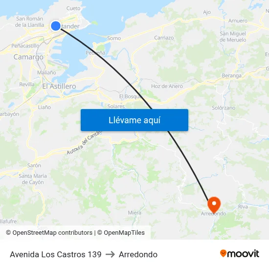 Avenida Los Castros 139 to Arredondo map