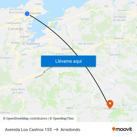 Avenida Los Castros 155 to Arredondo map