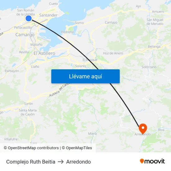 Complejo Ruth Beitia to Arredondo map