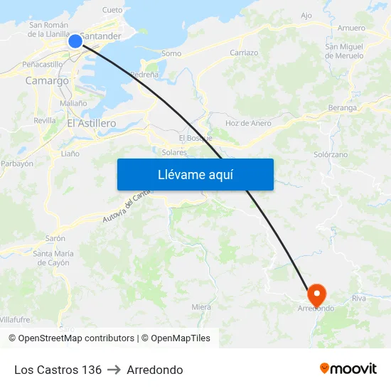 Los Castros 136 to Arredondo map