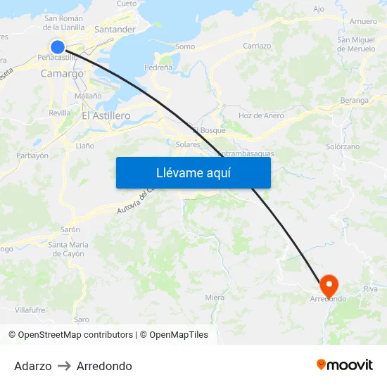Adarzo to Arredondo map
