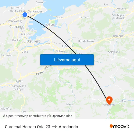 Cardenal Herrera Oria 23 to Arredondo map
