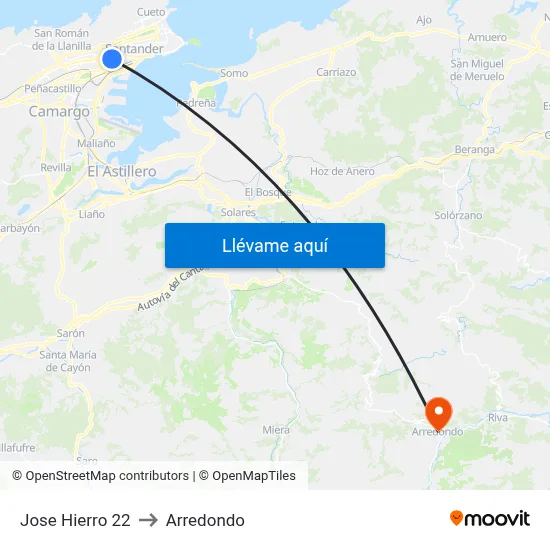 Jose Hierro 22 to Arredondo map