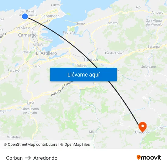 Corban to Arredondo map