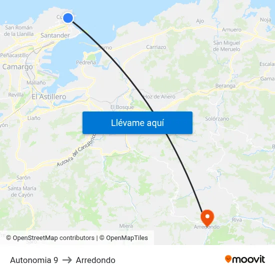 Autonomia 9 to Arredondo map