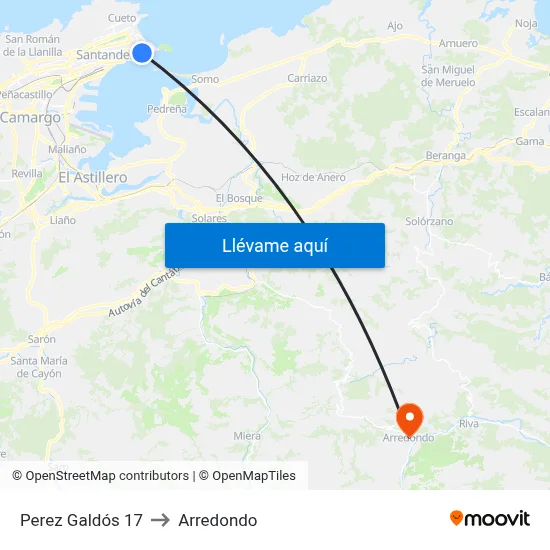 Perez Galdós 17 to Arredondo map