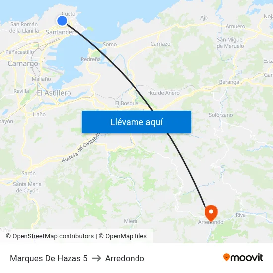 Marques De Hazas 5 to Arredondo map
