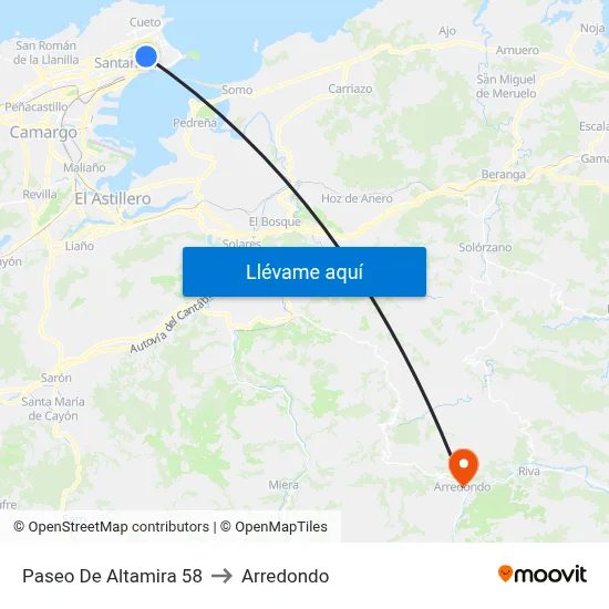 Paseo De Altamira 58 to Arredondo map
