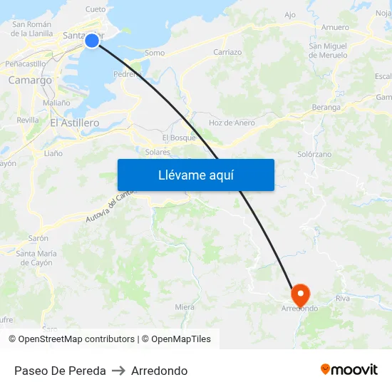 Paseo De Pereda to Arredondo map