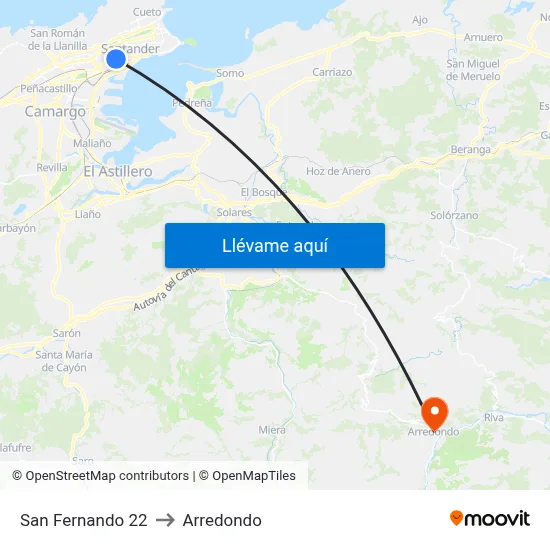 San Fernando 22 to Arredondo map