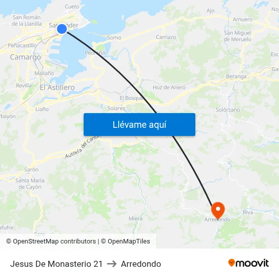 Jesus De Monasterio 21 to Arredondo map