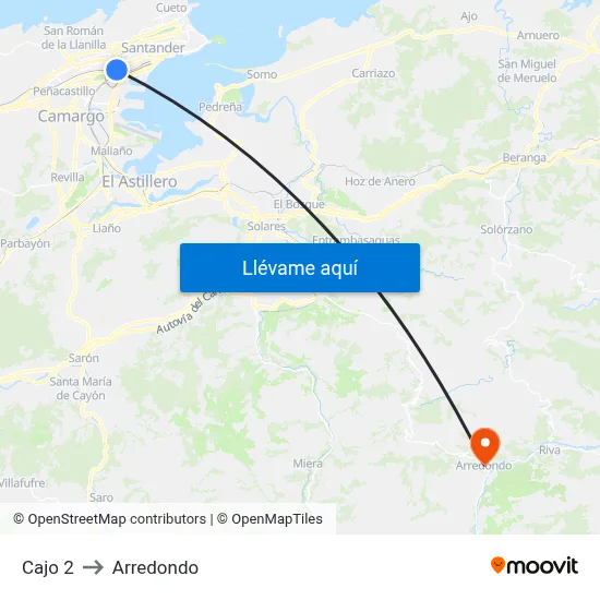 Cajo 2 to Arredondo map
