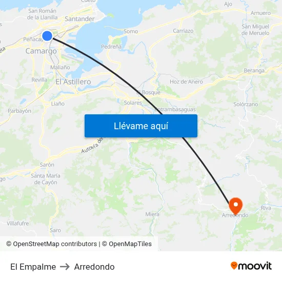 El Empalme to Arredondo map