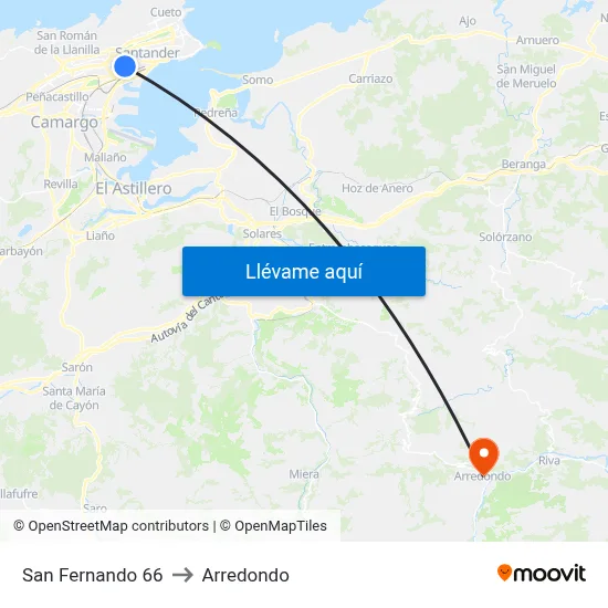 San Fernando 66 to Arredondo map
