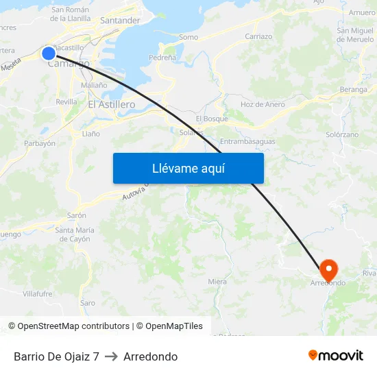 Barrio De Ojaiz 7 to Arredondo map