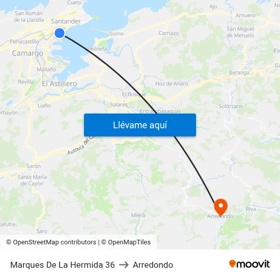 Marques De La Hermida 36 to Arredondo map