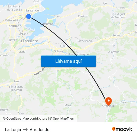 La Lonja to Arredondo map