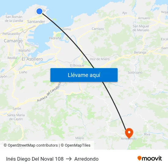 Inés Diego Del Noval 108 to Arredondo map