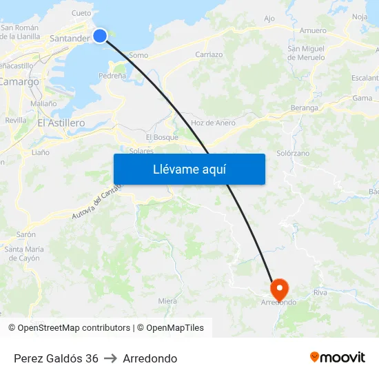 Perez Galdós 36 to Arredondo map