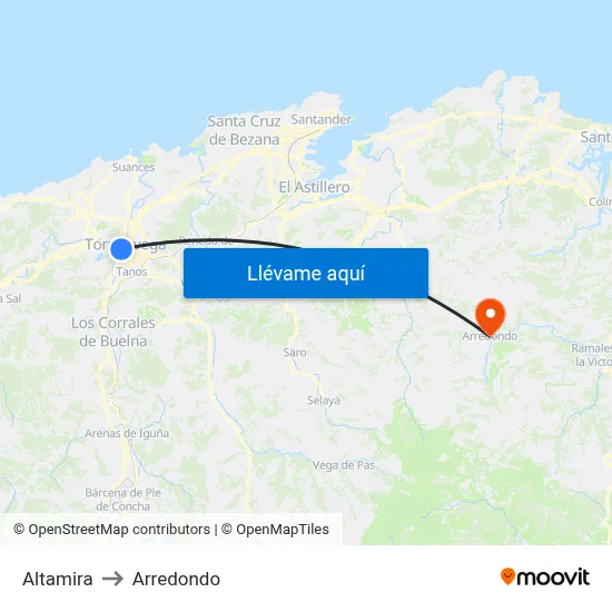Altamira to Arredondo map