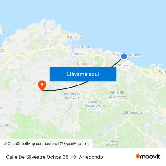Calle De Silvestre Ochoa 38 to Arredondo map