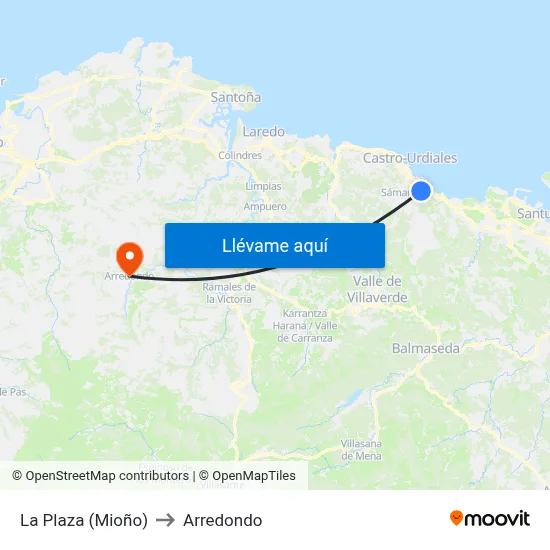 La Plaza (Mioño) to Arredondo map