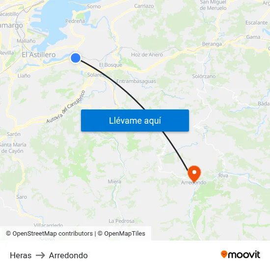 Heras to Arredondo map