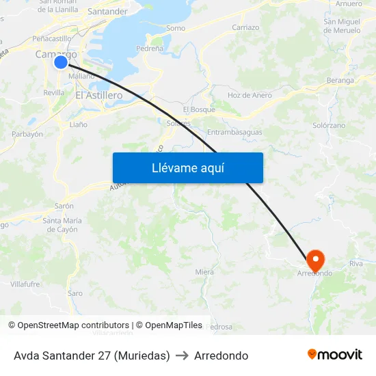 Avda Santander 27 (Muriedas) to Arredondo map