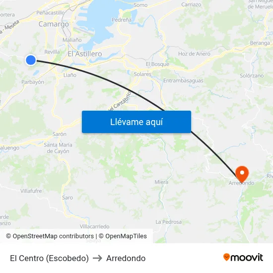 El Centro (Escobedo) to Arredondo map