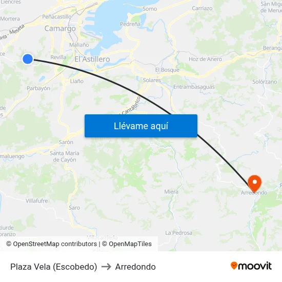 Plaza Vela (Escobedo) to Arredondo map