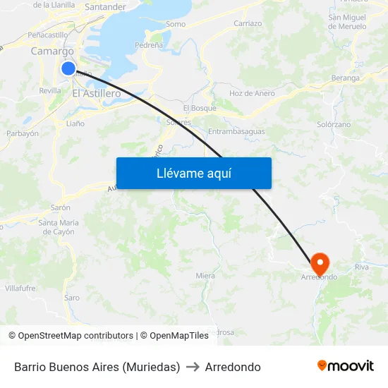 Barrio Buenos Aires (Muriedas) to Arredondo map