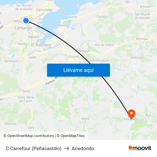 C.Carrefour (Peñacastillo) to Arredondo map
