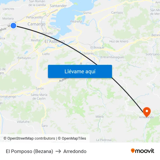 El Pomposo (Bezana) to Arredondo map