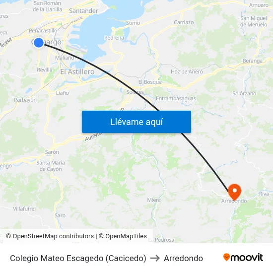 Colegio Mateo Escagedo (Cacicedo) to Arredondo map