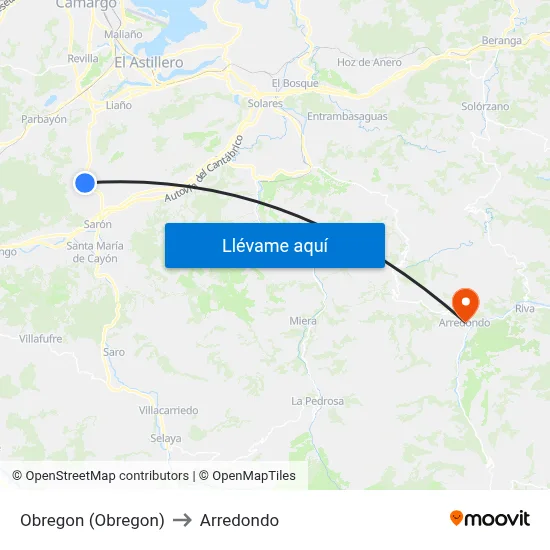 Obregon (Obregon) to Arredondo map