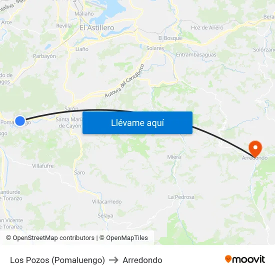 Los Pozos (Pomaluengo) to Arredondo map