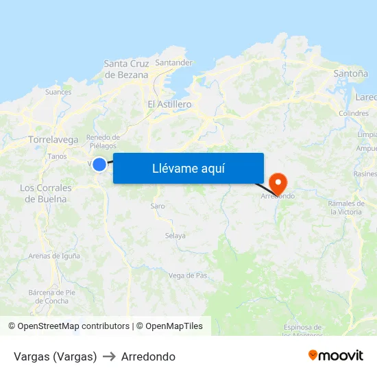 Vargas (Vargas) to Arredondo map